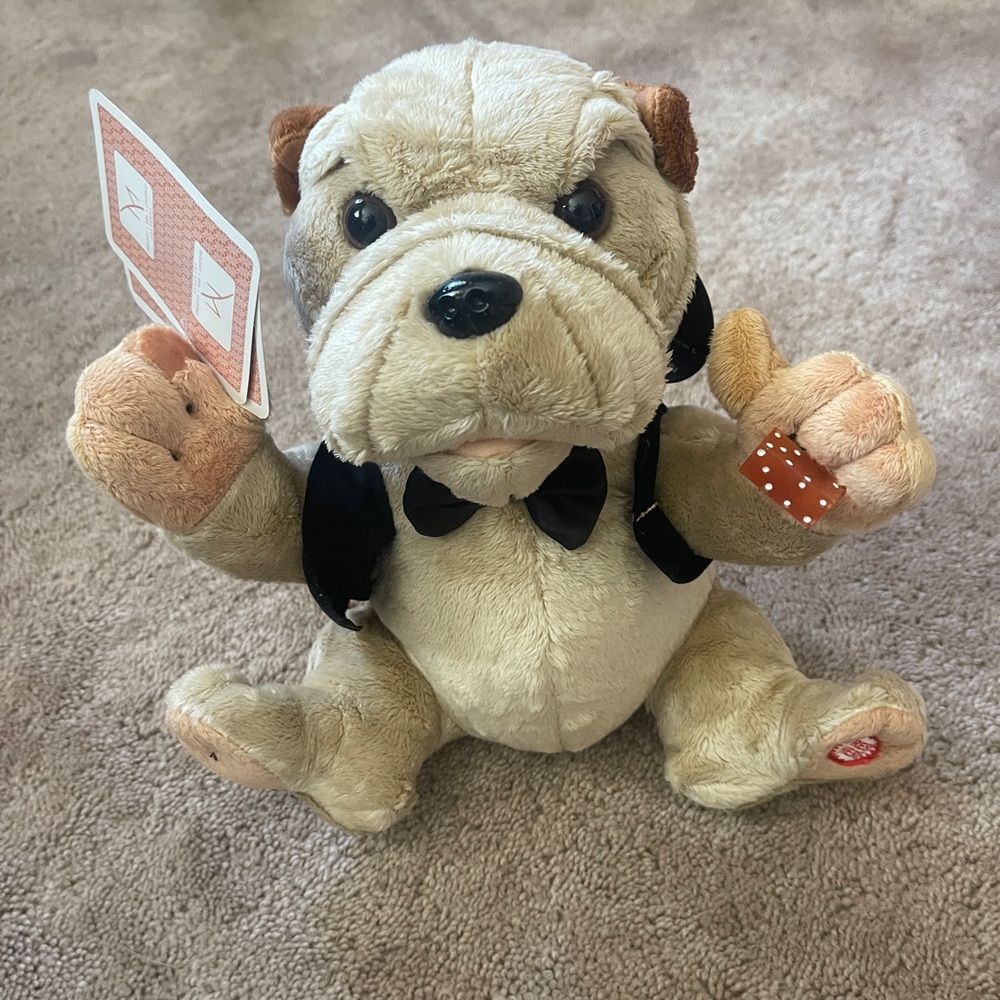 Plush Bulldog Toy with Bow Tie New